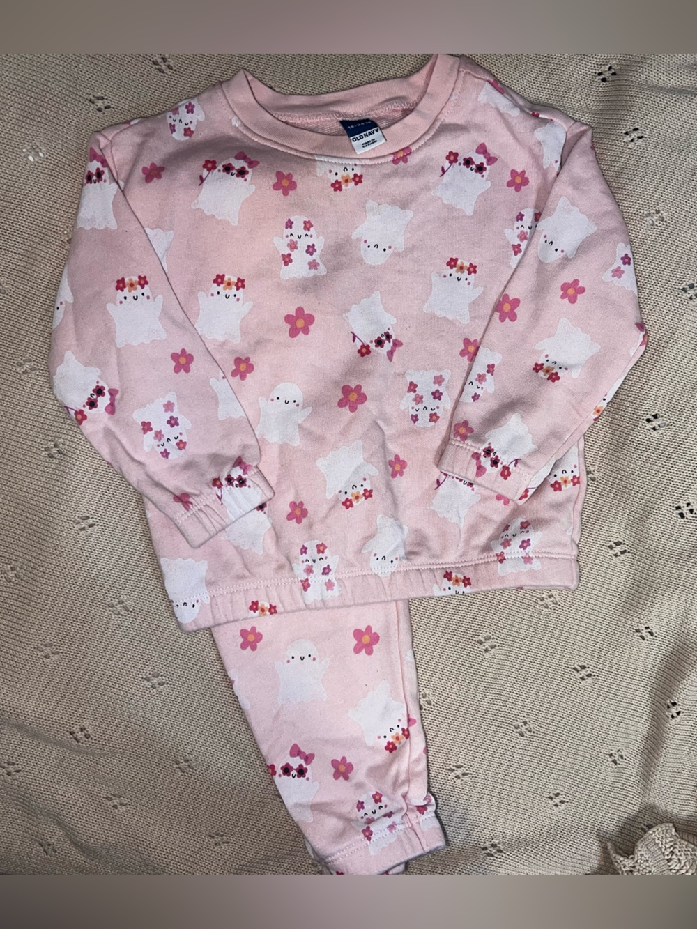 Old Navy Pink Bear & Flower Pullover Sweatshirt